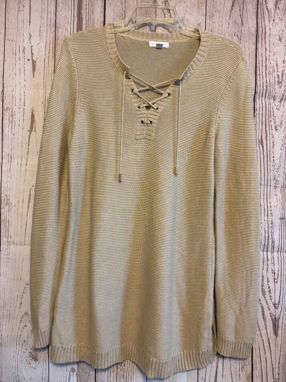 Charter Club Women’s Long Cable Knit Beige Sweater Casual Office Size Medium